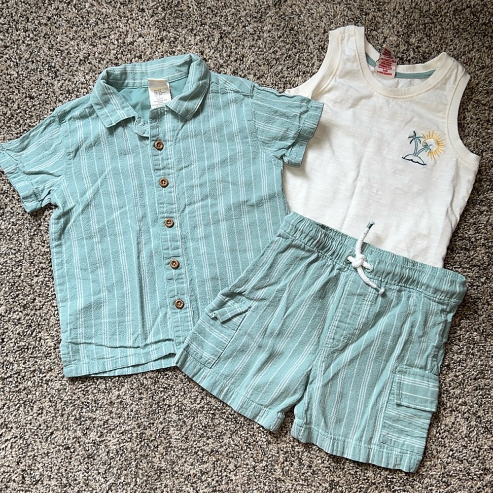 Blue and White Striped Matching Set for Casual Comfort